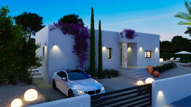 Villa de style Ibiza, située à Dénia (Alicante) - Projet avec permis de construire.