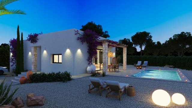 Villa de style Ibiza, située à Dénia (Alicante) - Projet avec permis de construire.