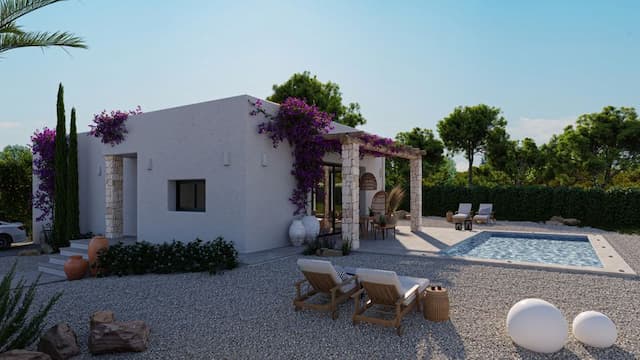 Villa de style Ibiza, située à Dénia (Alicante) - Projet avec permis de construire.