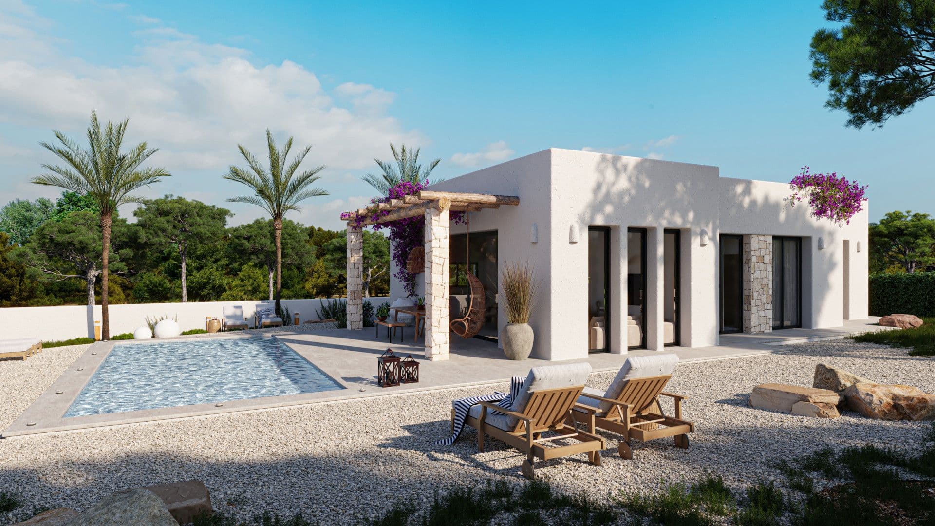 Villa de style Ibiza, située à Dénia (Alicante) - Projet avec permis de construire.